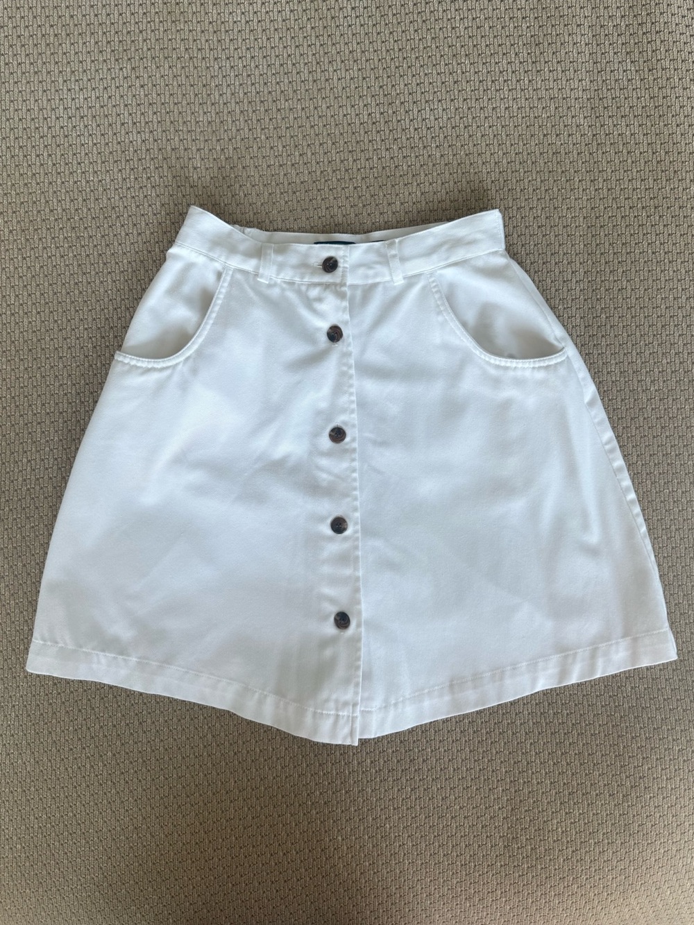 Vintage White Button-Front A-Line Skort